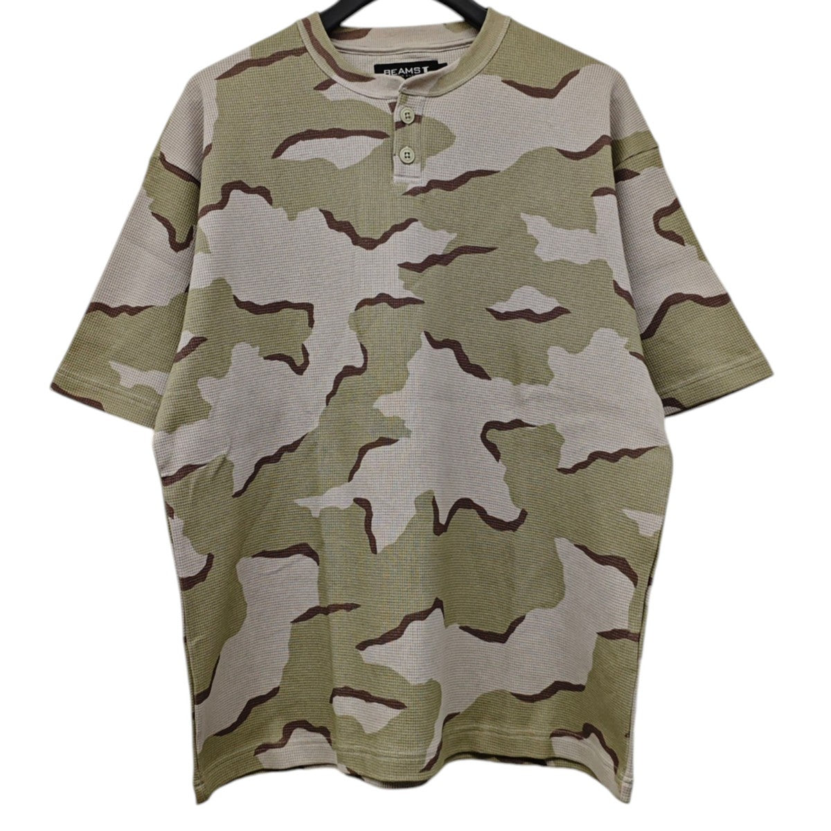 BEAMS T 2026SS Camo Waffle Henley Neck Tシャツ 古着・中古-1枚目のアイテム画像
