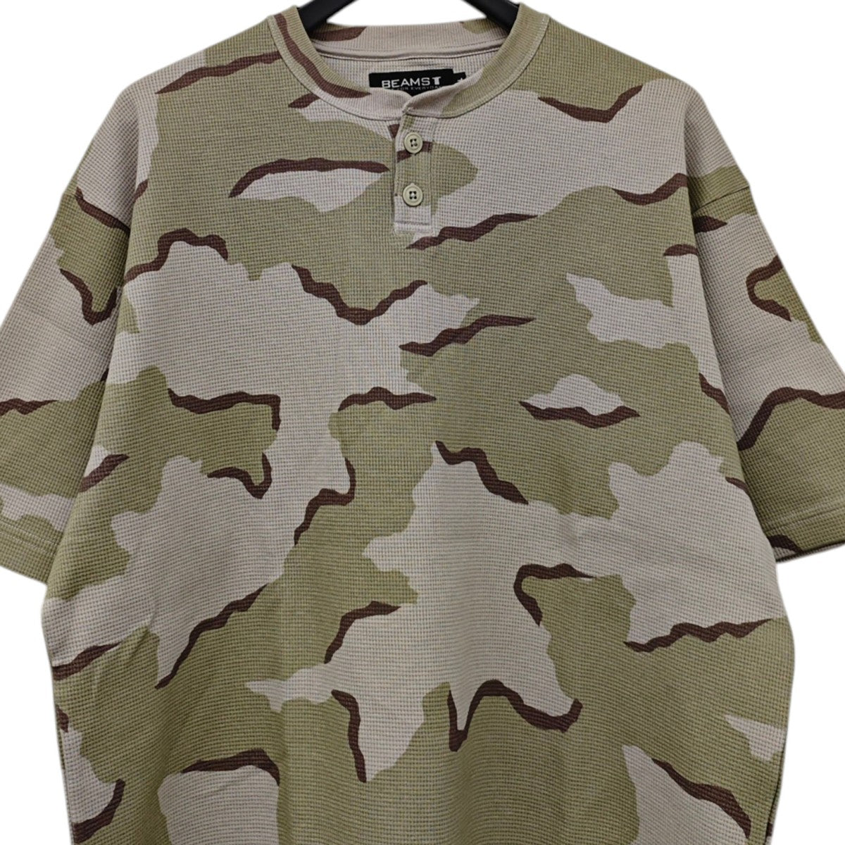 BEAMS T 2026SS Camo Waffle Henley Neck Tシャツ 古着・中古-2枚目のアイテム画像