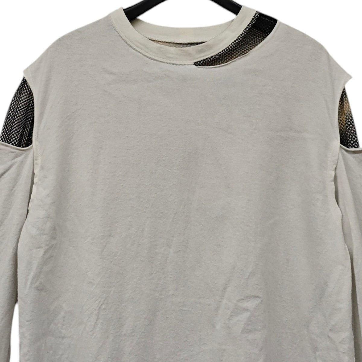 Tシャツ(長袖/七分) PERVERZE Slit Double Mesh Long Tee white PERVERZE(パーバーズ) Slit Double Mesh Long Tee 切替Tシャツ