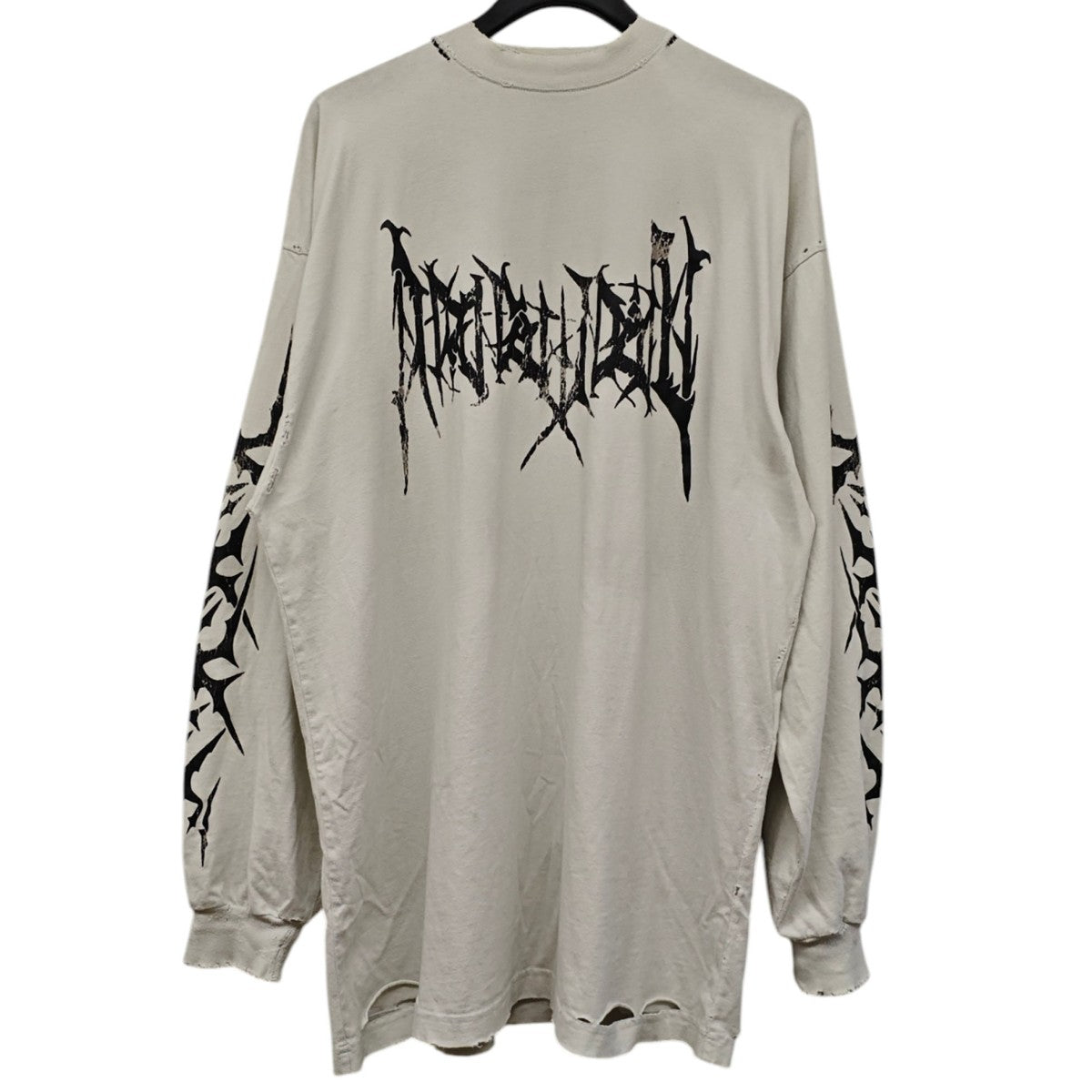 BALENCIAGA メタルロゴ デストロイ加工 ロングスリーブTシャツ 古着・中古-1枚目のアイテム画像