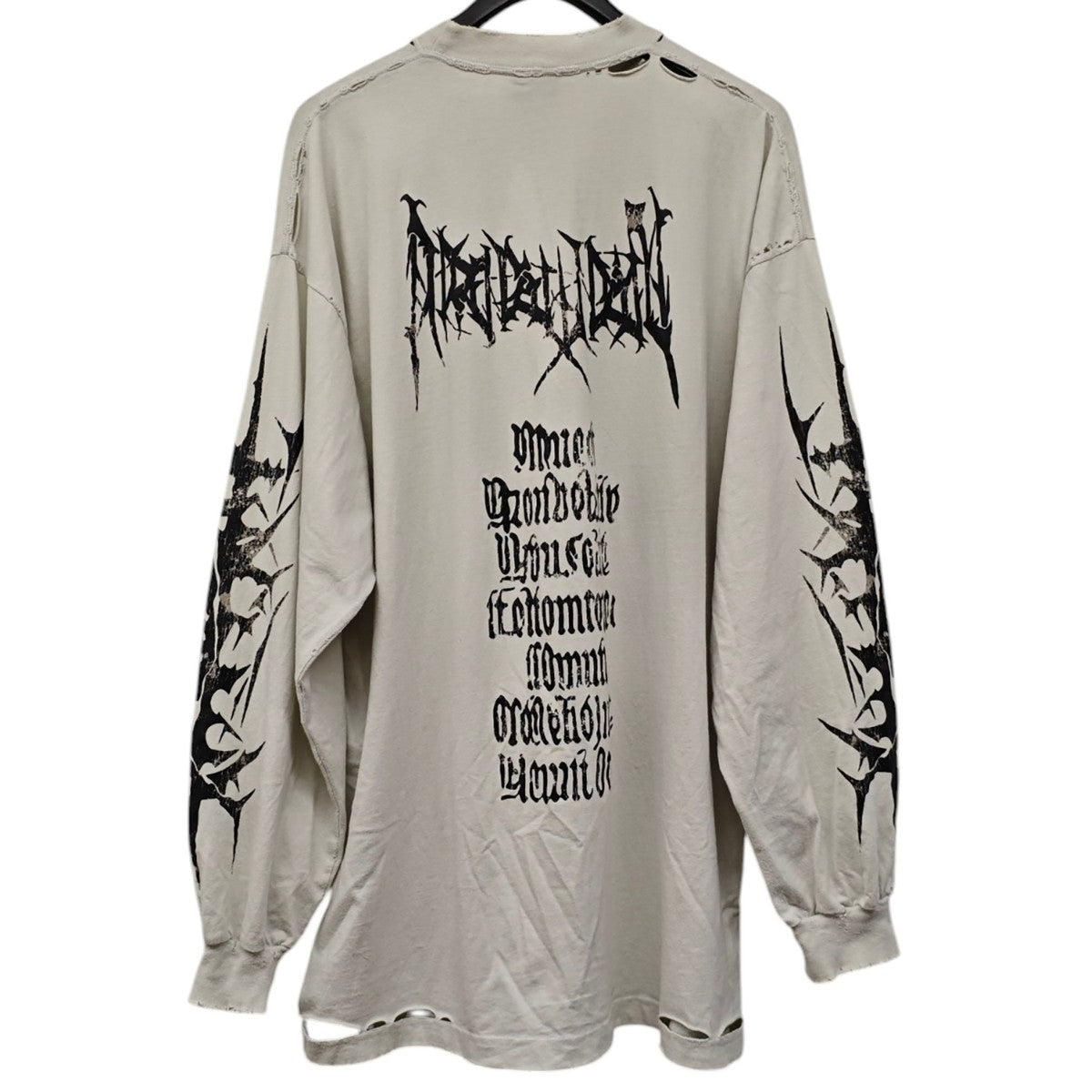 BALENCIAGA メタルロゴ デストロイ加工 ロングスリーブTシャツ 古着・中古-3枚目のアイテム画像
