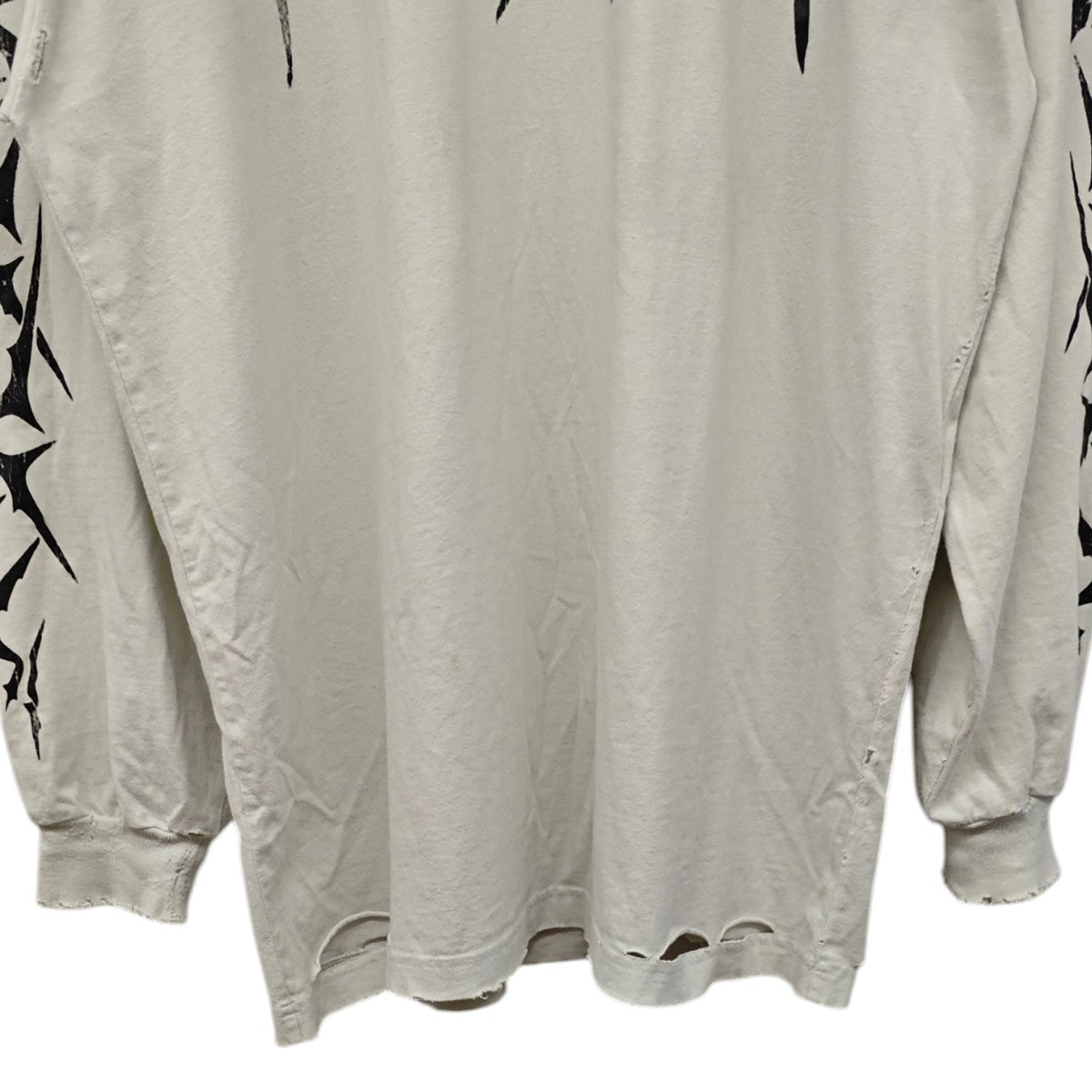 BALENCIAGA メタルロゴ デストロイ加工 ロングスリーブTシャツ 古着・中古-5枚目のアイテム画像