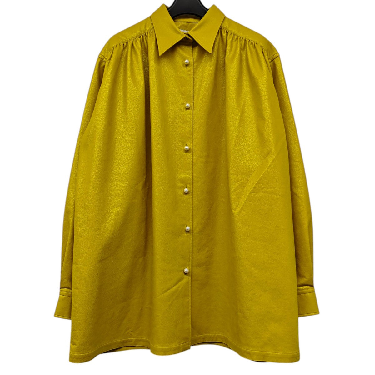 JOHN LAWRENCE SULLIVAN フェイクレザーギャザーシャツ OVERSIZED GATHERED 古着・中古-1枚目のアイテム画像