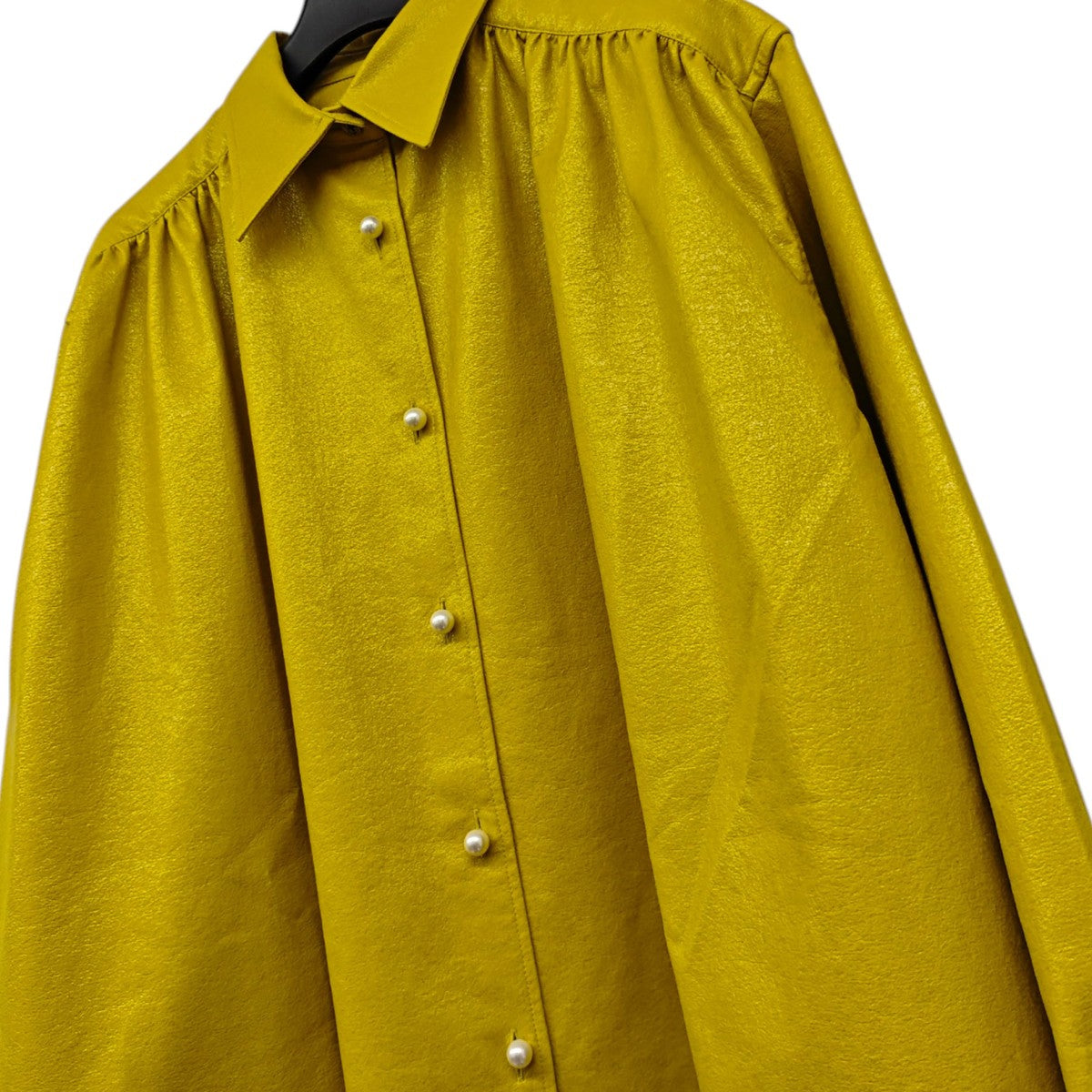 JOHN LAWRENCE SULLIVAN フェイクレザーギャザーシャツ OVERSIZED GATHERED 古着・中古-7枚目のアイテム画像