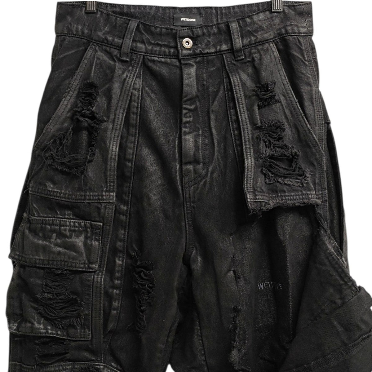 Layered Distressed Cargo Pants ダメージ加工デニムパンツ WD-DP3-25-370-M-BK