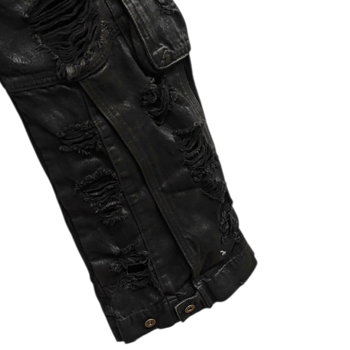 Layered Distressed Cargo Pants ダメージ加工デニムパンツ WD-DP3-25-370-M-BK
