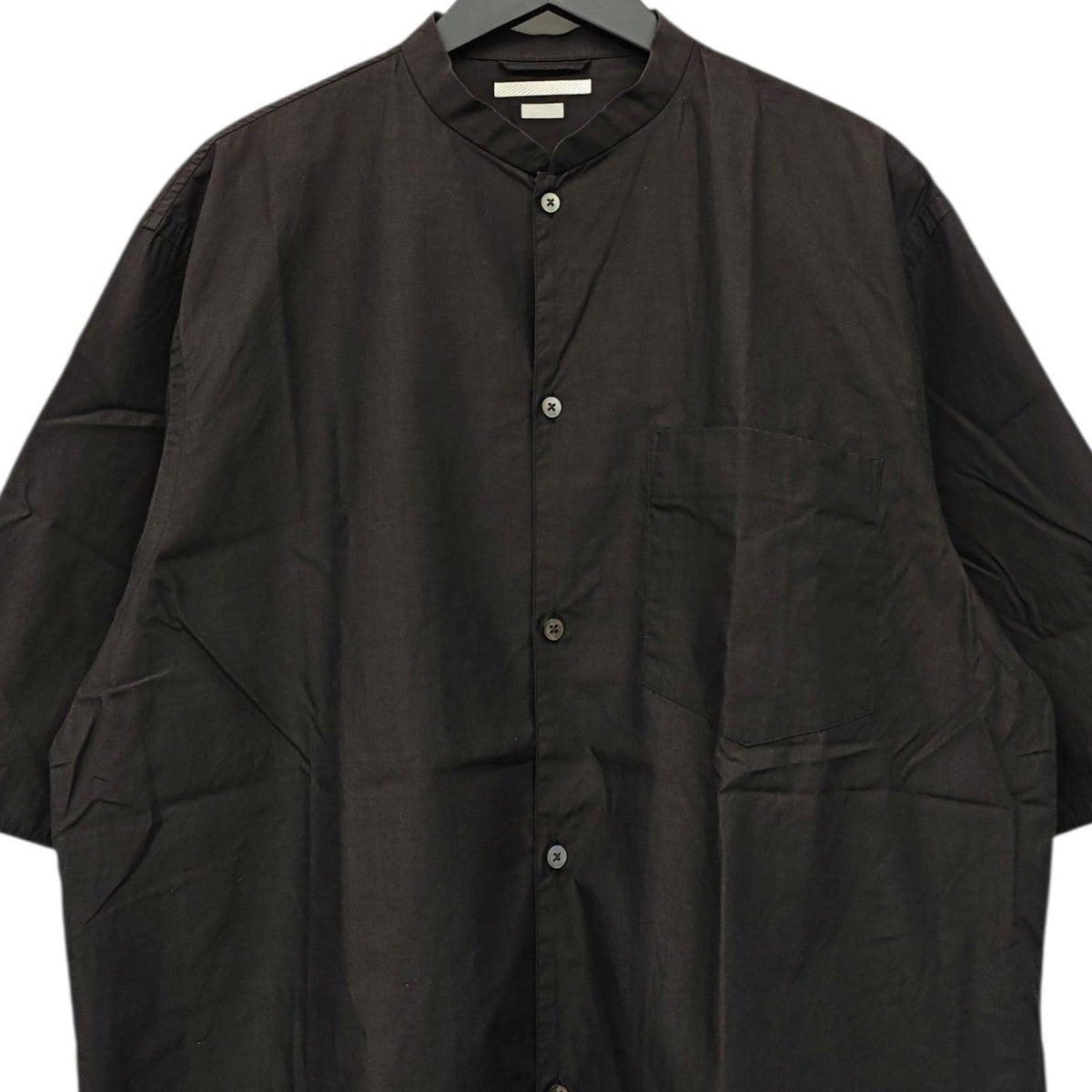 High Count Chambray Stand-up Collar Shirt 半袖シャツ