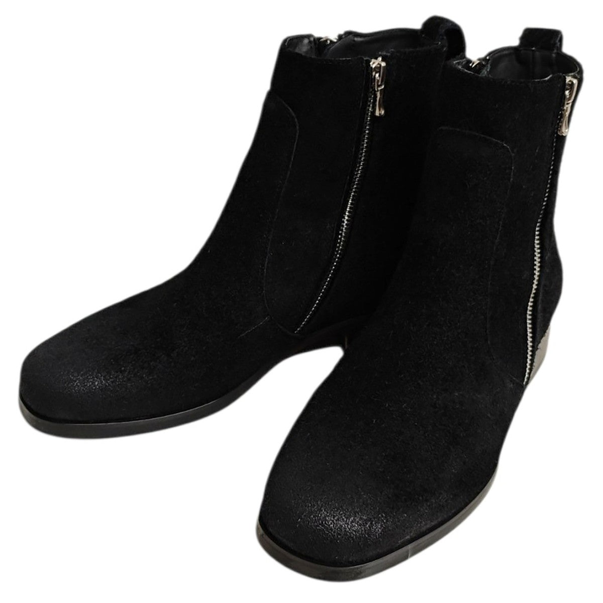 LIDNM×Llife SLIGHT SQUARE ZIP BOOTS スエードブーツ 古着・中古-1枚目のアイテム画像