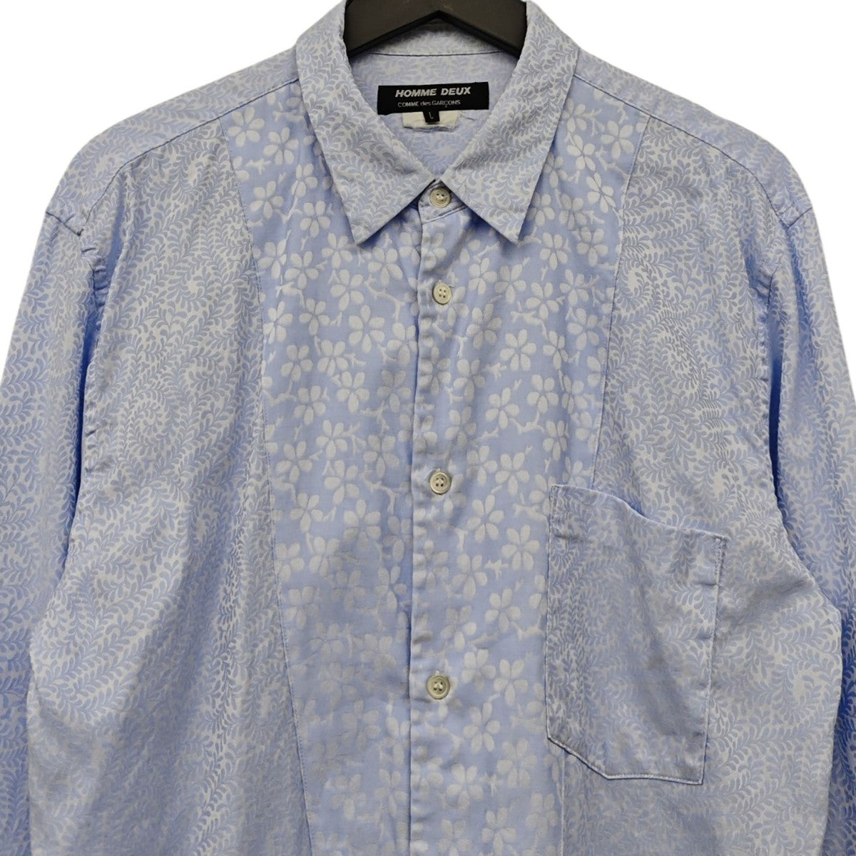 COMME des GARCONS HOMME DEUX 刺しゅう花総柄 切替シャツ DQ-B047 古着・中古-2枚目のアイテム画像