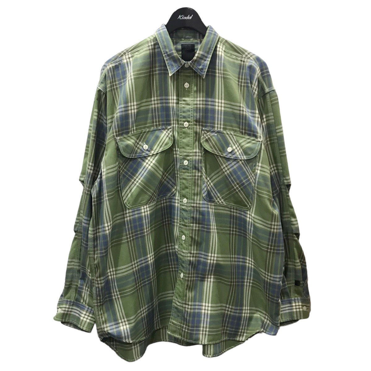 DAIWA PIER39(ダイワピア39) フランネルチェック柄シャツ TECH ELBOW PATCH WORK SHIRTS FLANNEL BE-87023  グリーン・ブルー・ホワイト サイズ JP：L、US／EU：M｜【公式】カインドオルオンライン ブランド古着・中古通販【kindal】