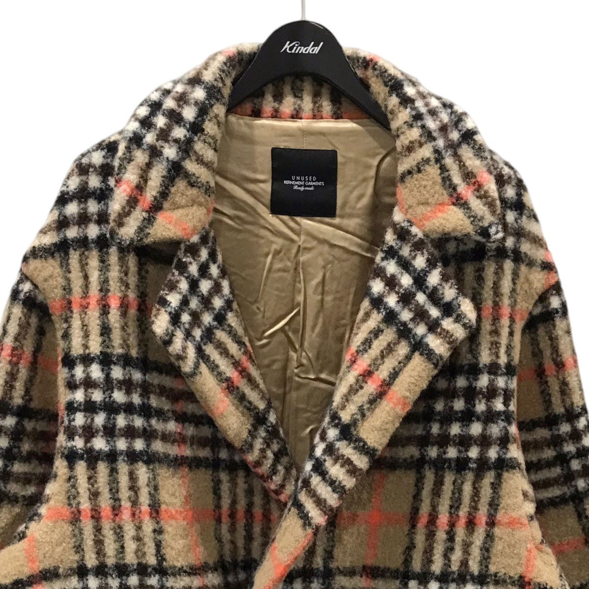 UNUSED(アンユーズド) チェック柄コート Check coat US1462 US1462 ベージュ・ブラウン・ブラック他 サイズ  1｜【公式】カインドオルオンライン ブランド古着・中古通販【kindal】