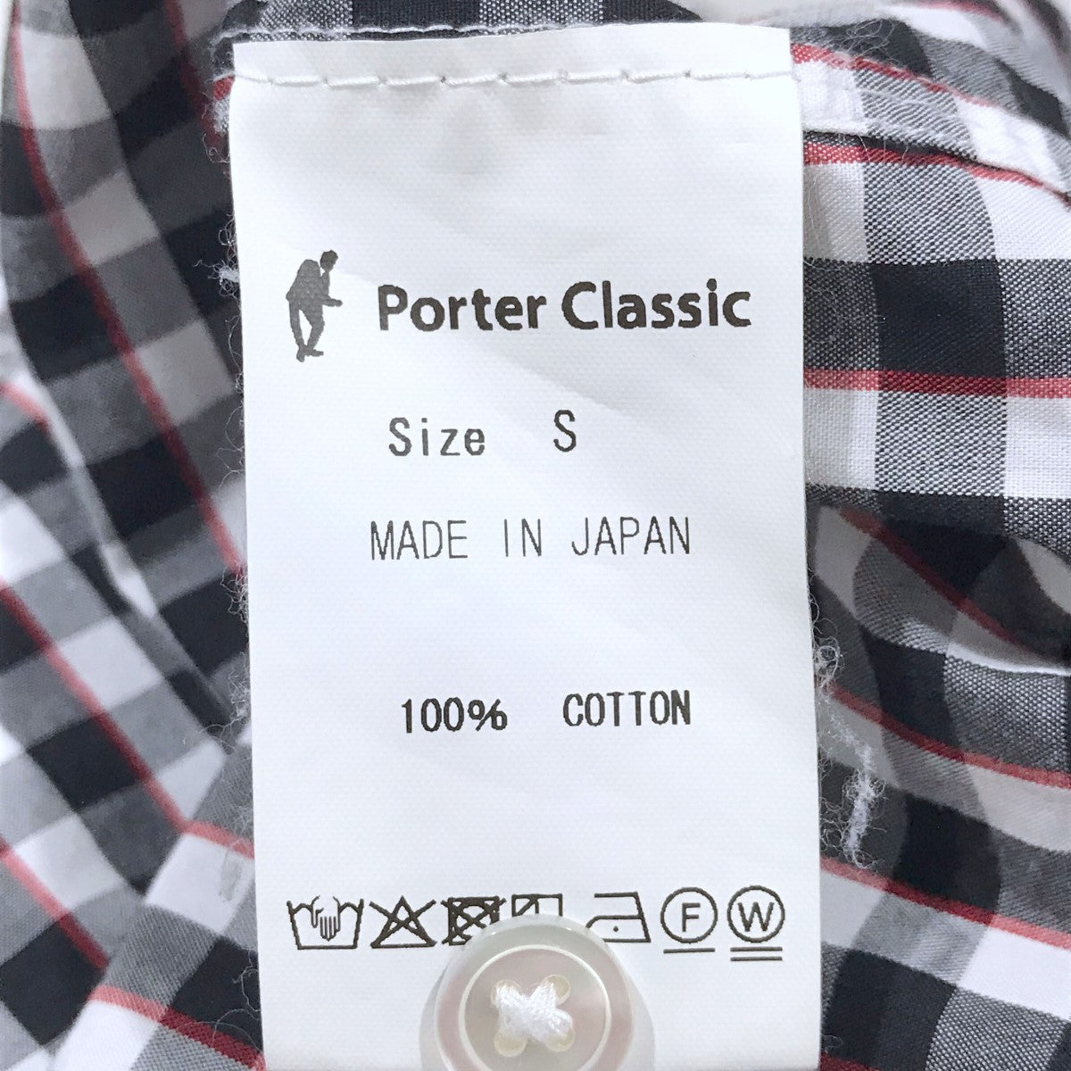 Porter Classic(ポータークラシック) ロールアップトリコロールギンガムチェックシャツ ROLL UP TRICOLOR GINGHAM  CHECK SHIRT ブラック・ホワイト・レッド サイズ S｜【公式】カインドオルオンライン ブランド古着・中古通販【kindal】