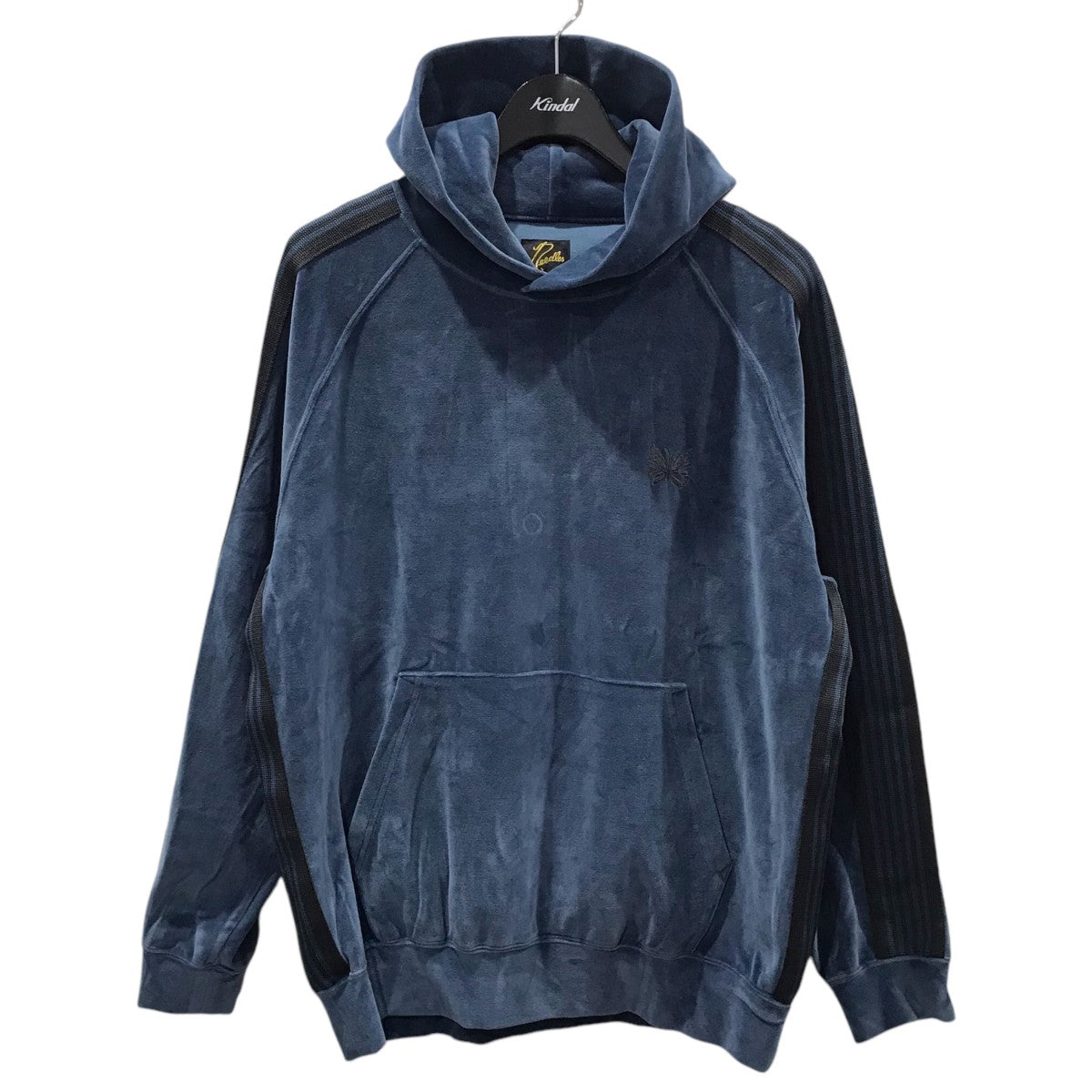 Needles(ニードルス) プルオーバーベロアパーカー Track Hoody - C／Pe Velour トラックフーディ コットン ポリエステル  ベロア NS252 NS252 ネイビー・グレー サイズ M｜【公式】カインドオルオンライン ブランド古着・中古通販【kindal】