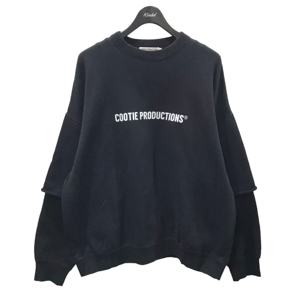 COOTIE PRODUCTIONS(クーティープロダクションズ) 21AW ロゴプリント袖レイヤードスウェットトレーナー Cellie  Crewneck Sweatshirt (COOTIE LOGO)