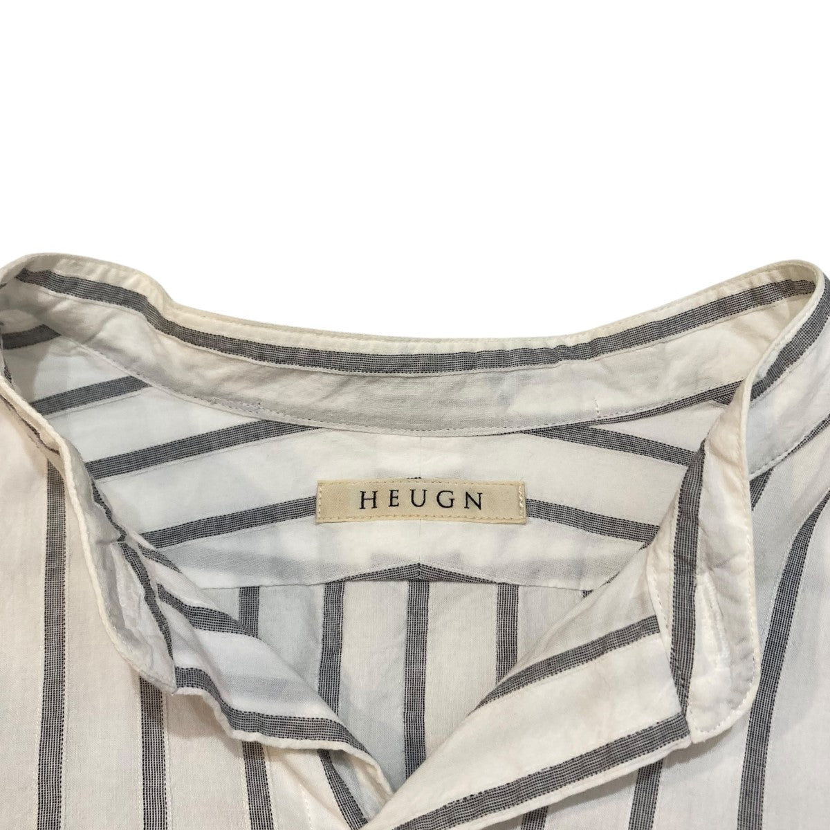 HEUGN(ユーゲン) ストライプノーカラーシャツSHIRT 020 SHIRT 020 ホワイト×ブラック サイズ  1｜【公式】カインドオルオンライン ブランド古着・中古通販【kindal】