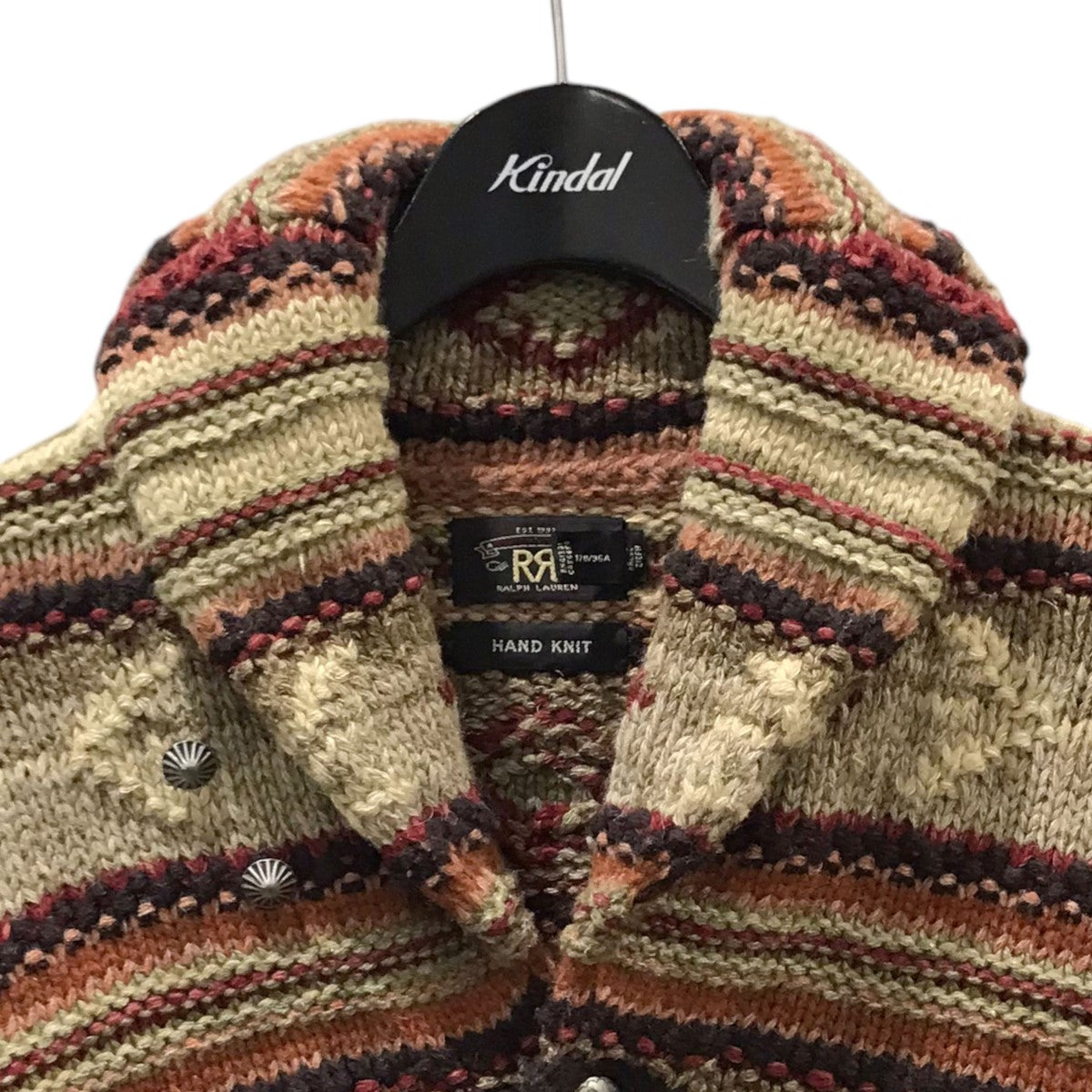 RRL(ダブルアールエル) コンチョボタンショールカラーニットカーディガン HAND KNIT ハンドニット ベージュ・ブラウン・オレンジ他 サイズ  4｜【公式】カインドオルオンライン ブランド古着・中古通販【kindal】