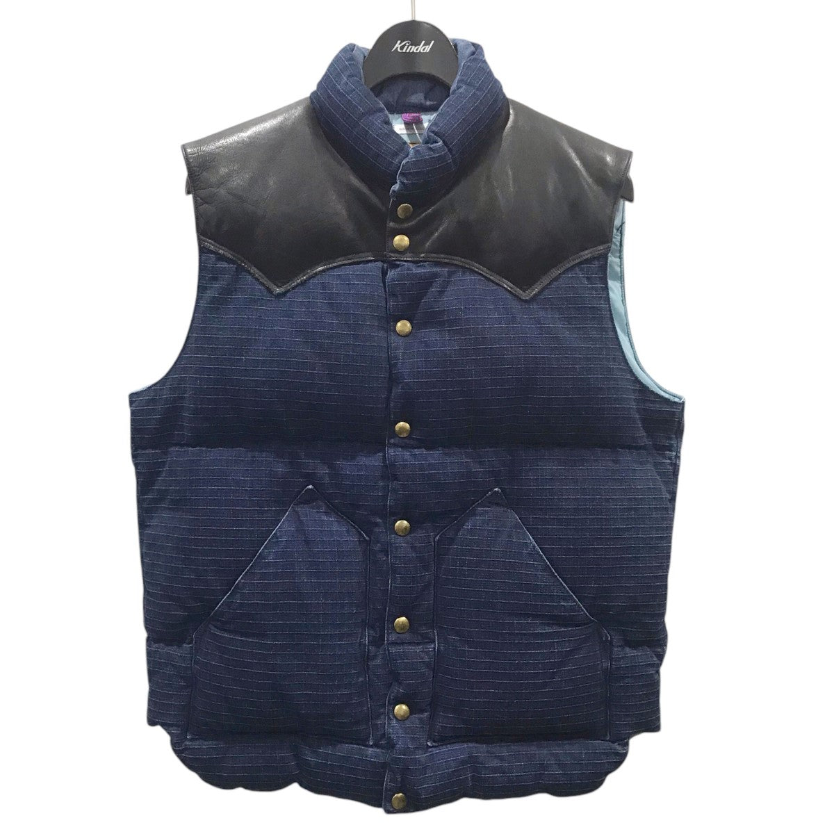 インディゴコットンリップストップ ダウンベスト INDIGO RIP STOP DOWN VEST 290-182-13