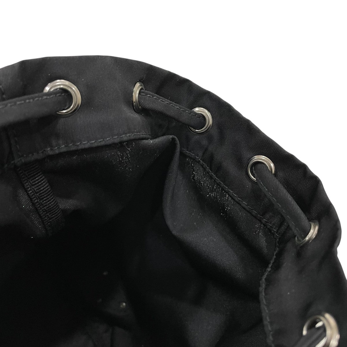 PRADA ブラック 巾着バッグ PRADA プラダ 巾着型トートバッグ ロゴジャガード ナイロン