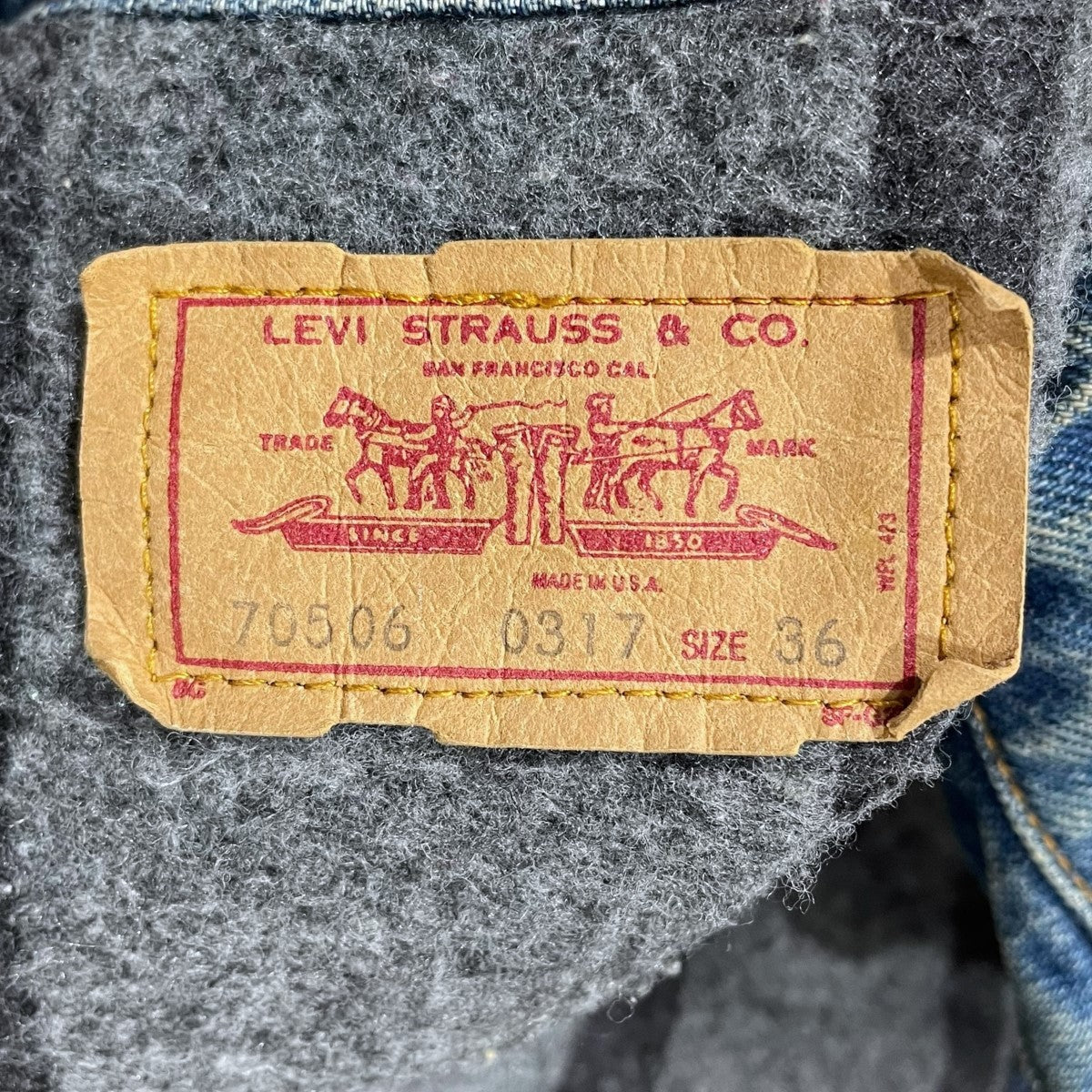 levis(リーバイス) デニムジャケット 裏地ブランケット 米国製 ボタン