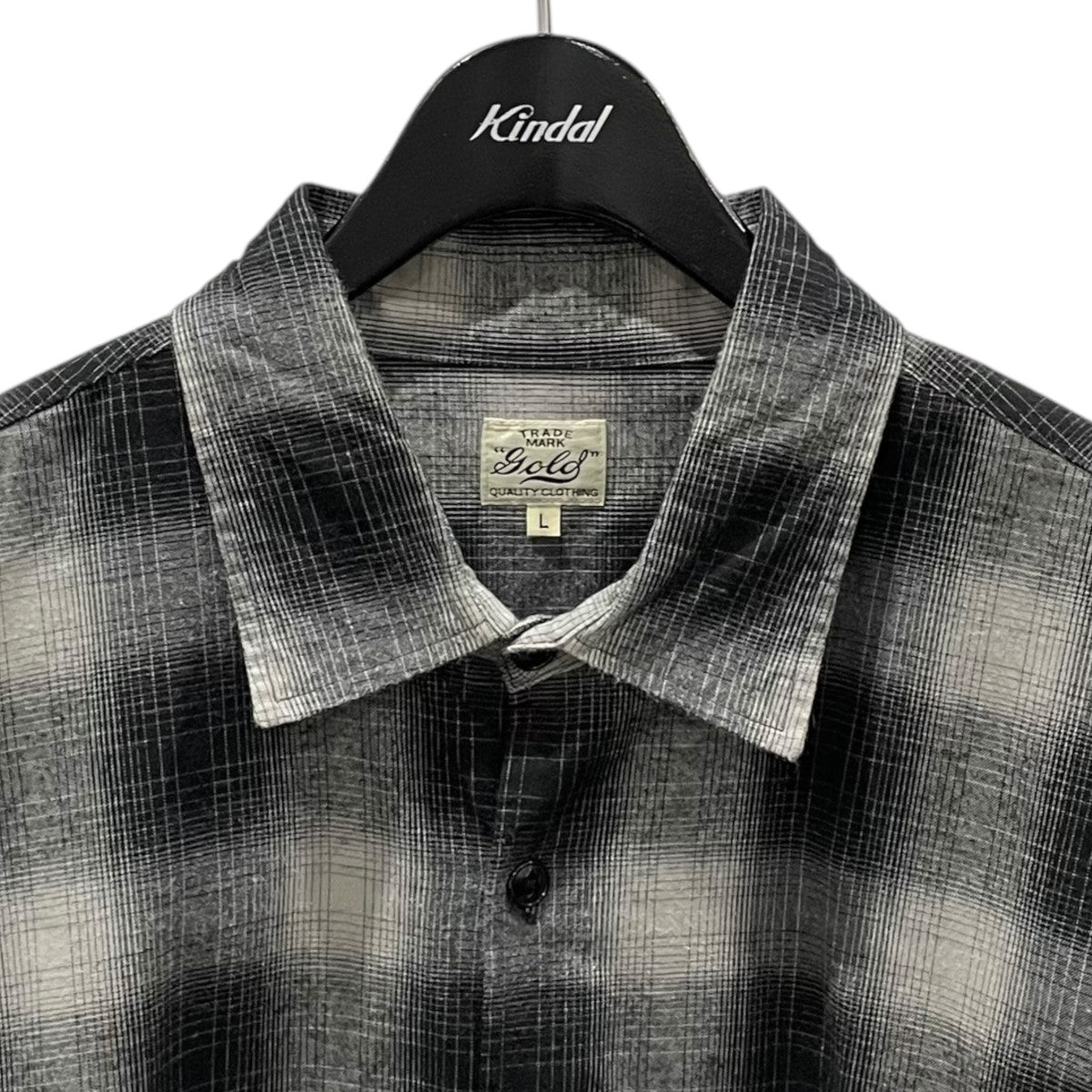 美品 GOLD チェック ネル ビッグ シャツ M ゴールド 東洋 ブラック ゴールドジャパン GOLDJAPAN これからの季節にマルチに使える