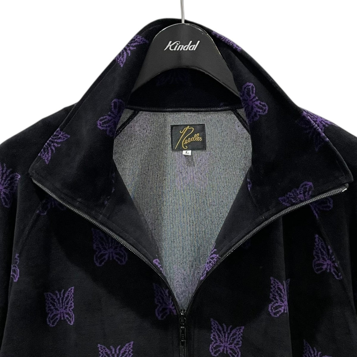 Needles ニードルス パピヨン ベロア トラックジャケット 黒紫 S Needles(ニードルズ) 22AW ジップアップベロアジャケット Track