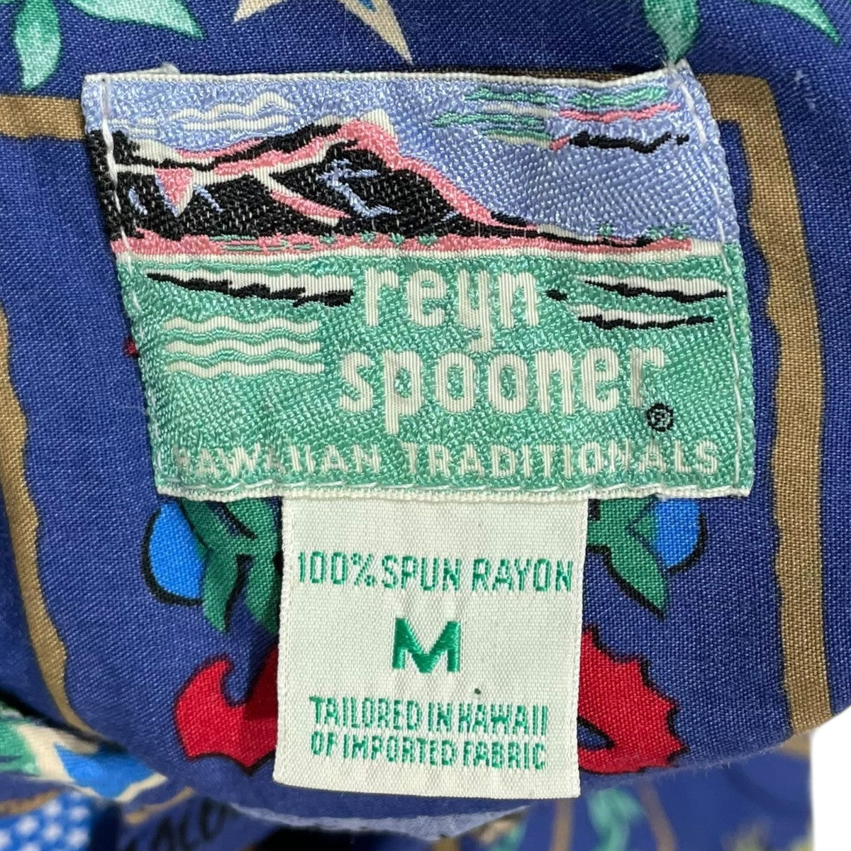 Reyn Spooner 水色 ハワイアンプリント ヴィンテージ半袖シャツ M Reyn Spooner 水色 ハワイアンプリント ヴィンテージ半袖シャツ M