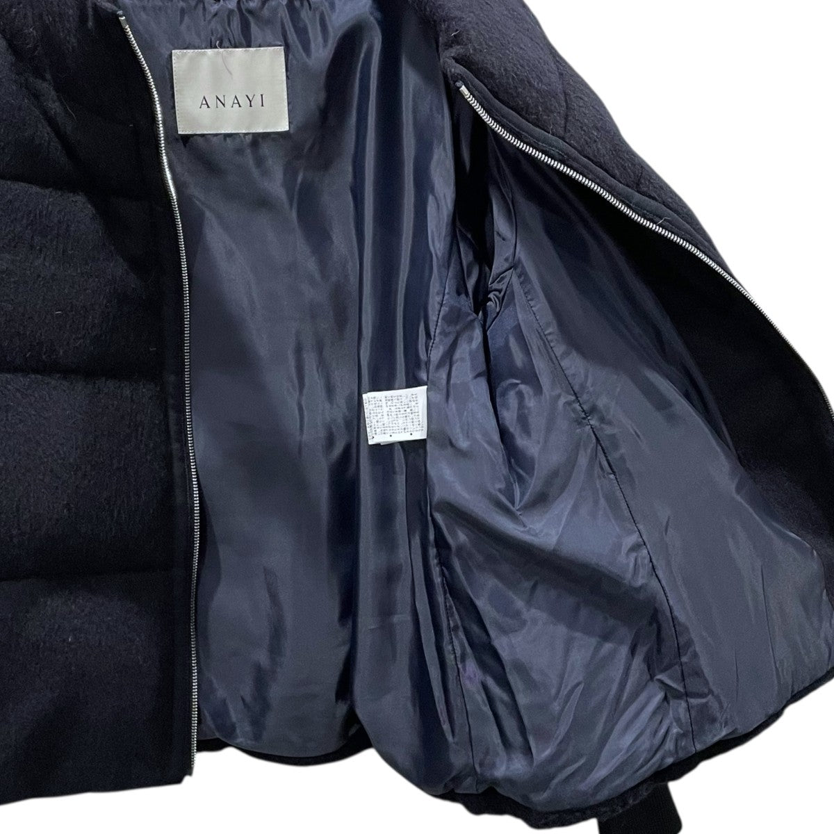 ANAYI(アナイ) アルパカシャギーダウンコート ネイビー サイズ 38