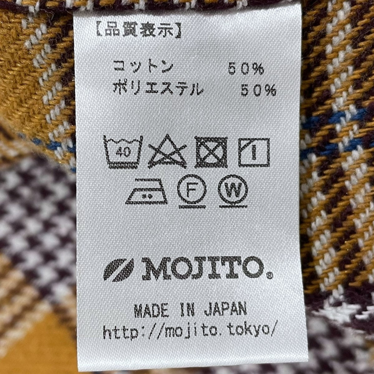 モヒートMOJITO日本製 長袖チェックネルシャツ MOJITO(モヒート) チェック柄オープンカラーシャツ ABSHINTH