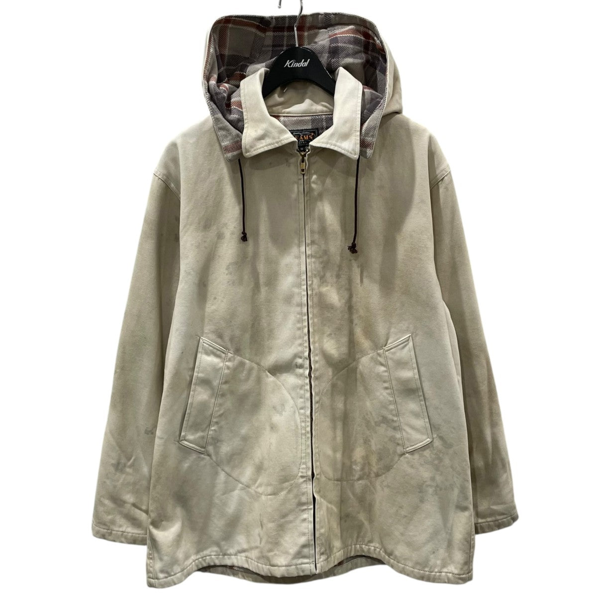 加工ジップアップフーデッドジャケット Sportsman Coat Hard Twisted Oxford Print スポーツマンコート ハードツイストオックスフォード 38-19-0104-791