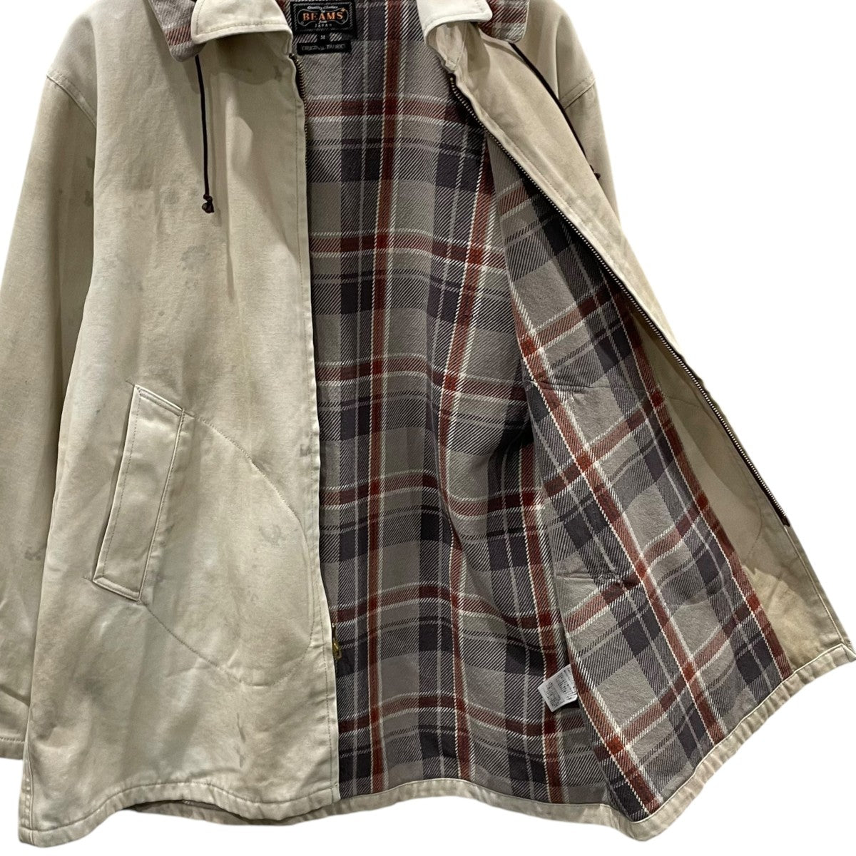 加工ジップアップフーデッドジャケット Sportsman Coat Hard Twisted Oxford Print スポーツマンコート ハードツイストオックスフォード 38-19-0104-791