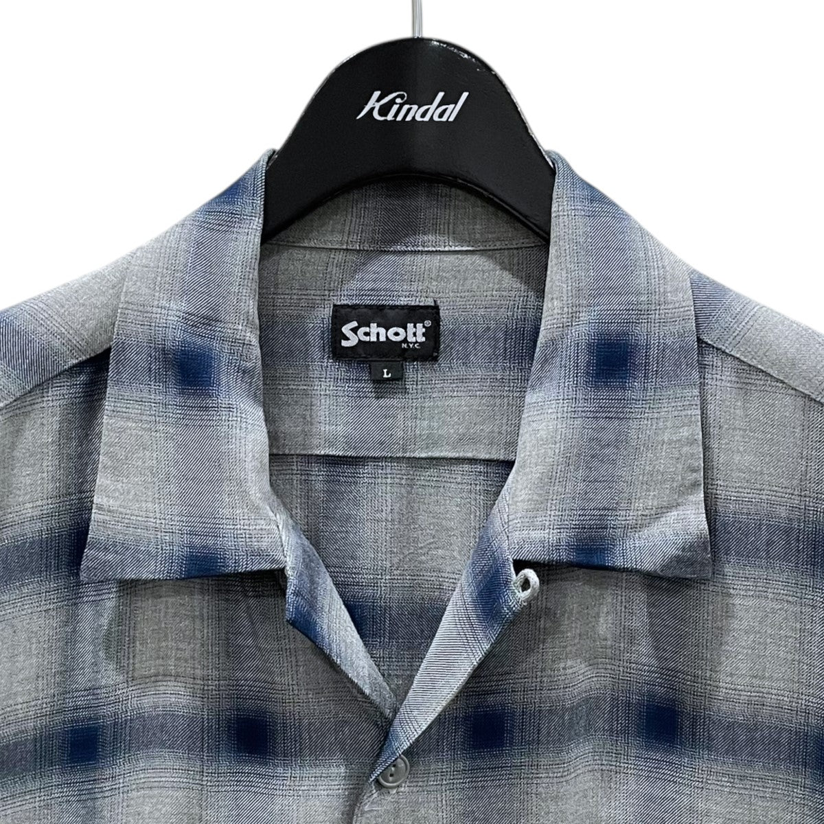 Schott(ショット) オンブレチェック柄オープンカラー半袖シャツ