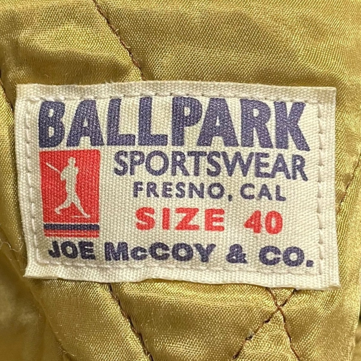 Joe McCOY(ジョーマッコイ) 袖レザースタジャン BALLPARK SPORTSWEAR