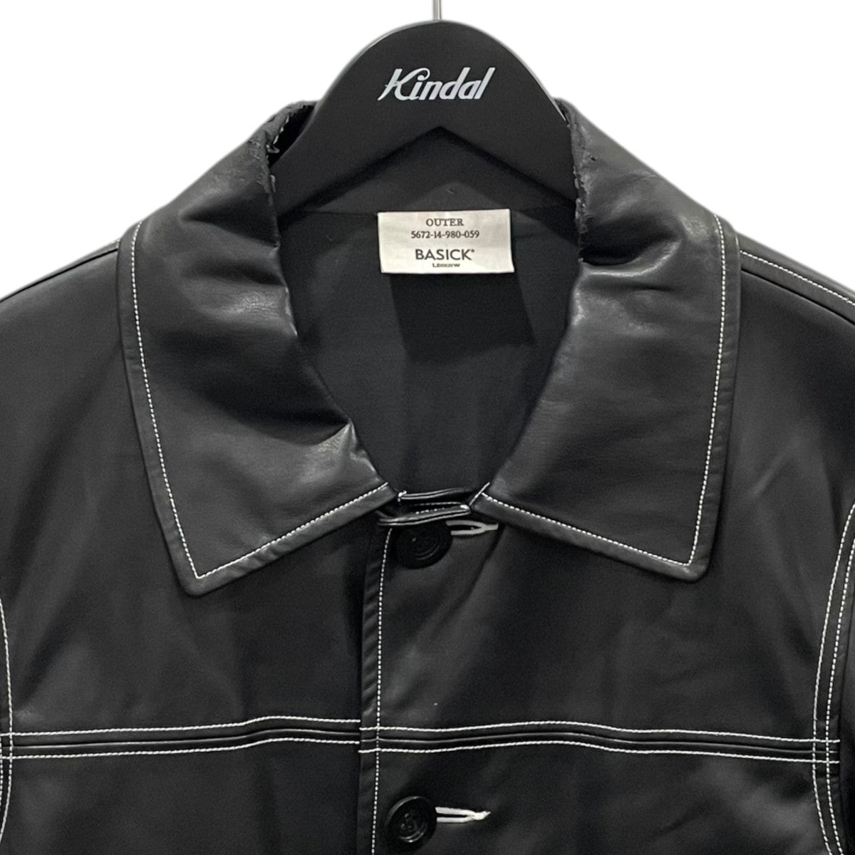 21AW フェイクレザーコート VEGAN LEATHER CAR COAT JACKET ヴィーガンレザー カーコートジャケット LE0121W