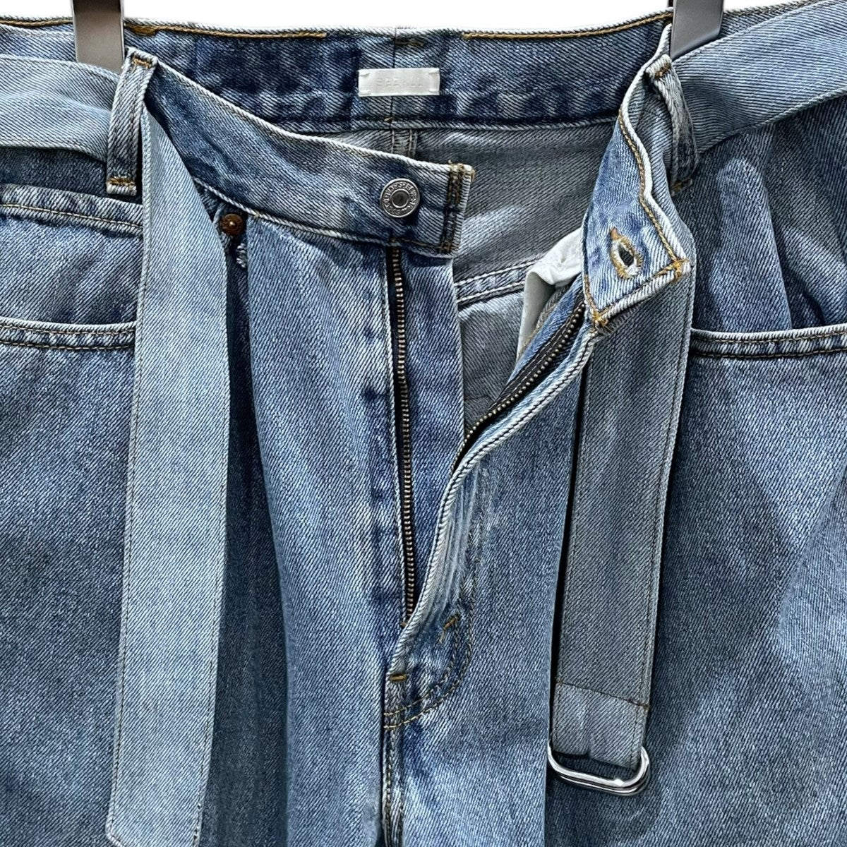 SEEALL(シーオール) ベルト付き再構築バギーデニムパンツ