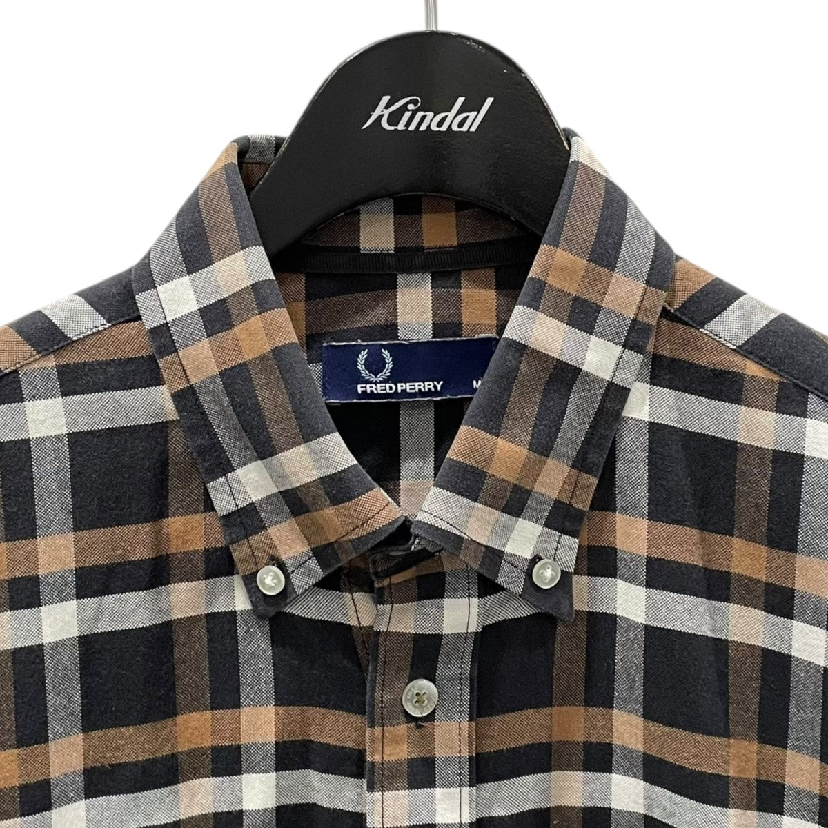 フレッドペリー ◆ウール混 ◆チェック ◆ダブルボタン ◆sizeL FRED PERRY(フレッドペリー) チェック柄ボタンダウンシャツ