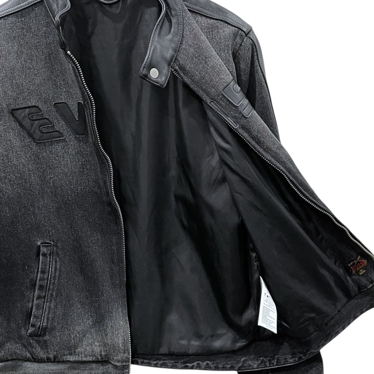 【EVISU】 エヴィス エビス　フリースジャケット 刺繍ロゴ ビッグカモメ黒 ヴィンテージ✨EVISUエヴィス ボアジャケット フリース刺繍ロゴビッグ