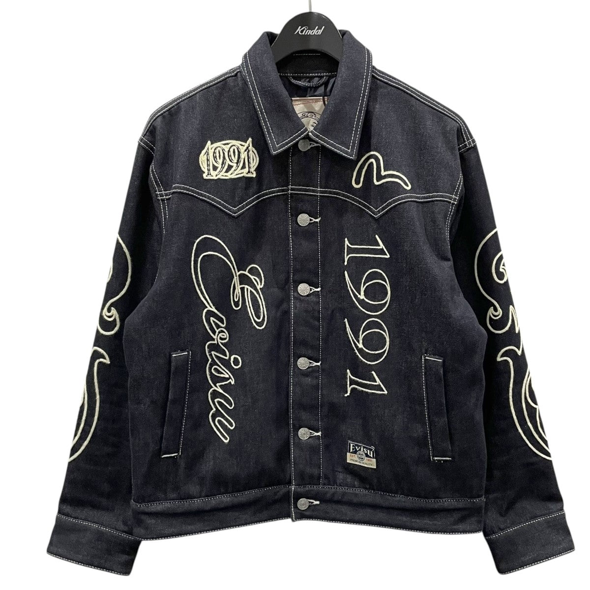EVISU 中綿デニムジャケット Western Style and Logo Embroidery Denim Jacket 2EAHTM4DJ1011RXDQ 古着・中古-1枚目のアイテム画像