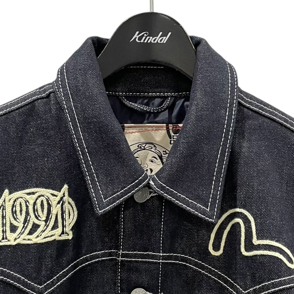EVISU 中綿デニムジャケット Western Style and Logo Embroidery Denim Jacket 2EAHTM4DJ1011RXDQ 古着・中古-3枚目のアイテム画像