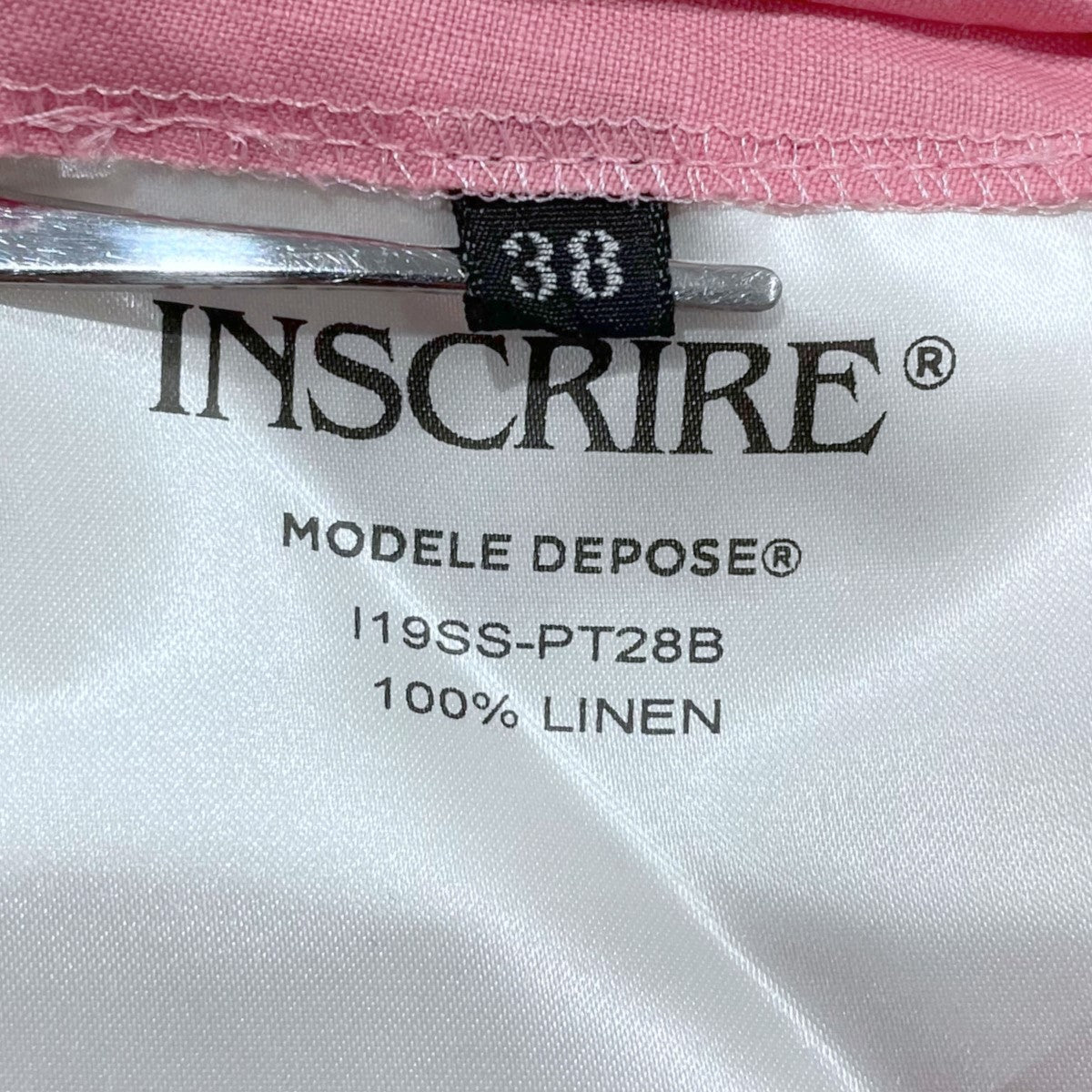 INSCRIRE アンスクリア　パンツ　pink 38 INSCRIRE アンスクリア パンツ pink 38