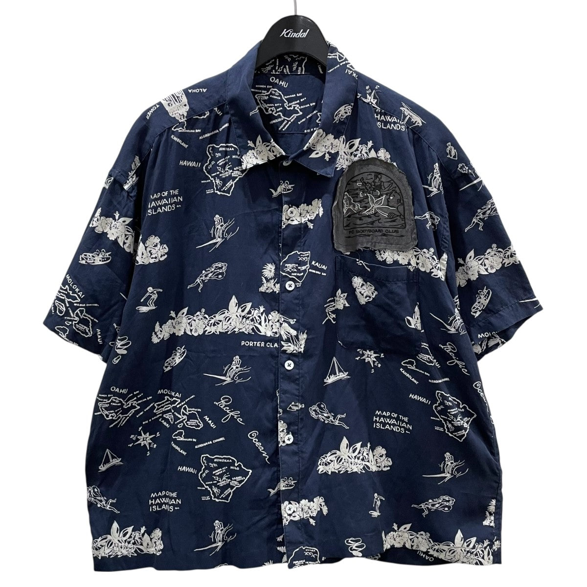 ポータークラシック　半袖シャツ　総柄　ブルー　L Porter Classic(ポータークラシック) オープンカラー半袖シャツ