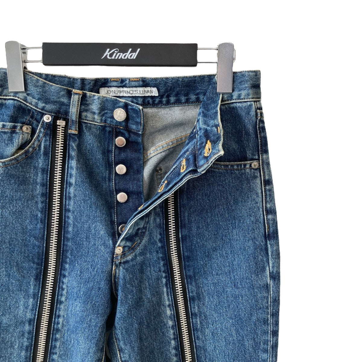 ジョンローレンスサリバン Washed denim zipped pants