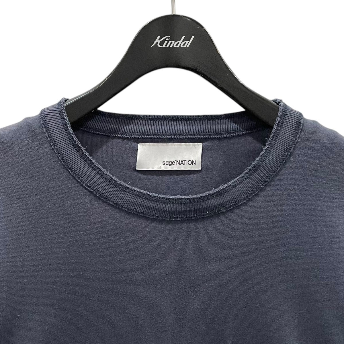 新品タグ付き。sea カシミアシルクテレコLS TEE ネイビー 組曲 L シルク混ニットロングTシャツ （ネイビー系1