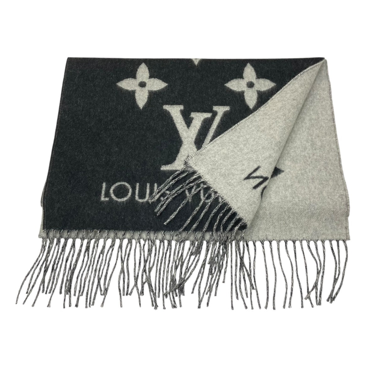 LOUIS VUITTON カシミヤ マフラー グレー LOUIS VUITTON - 【本物保証】 新品同様 ルイヴィトン LOUIS