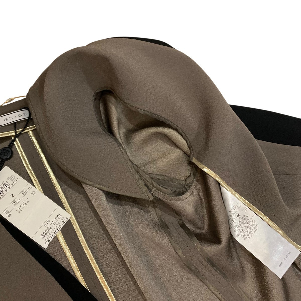 BEIGE(ベイジ) ノーカラージャケットJK CW BA 0101 JK CW BA