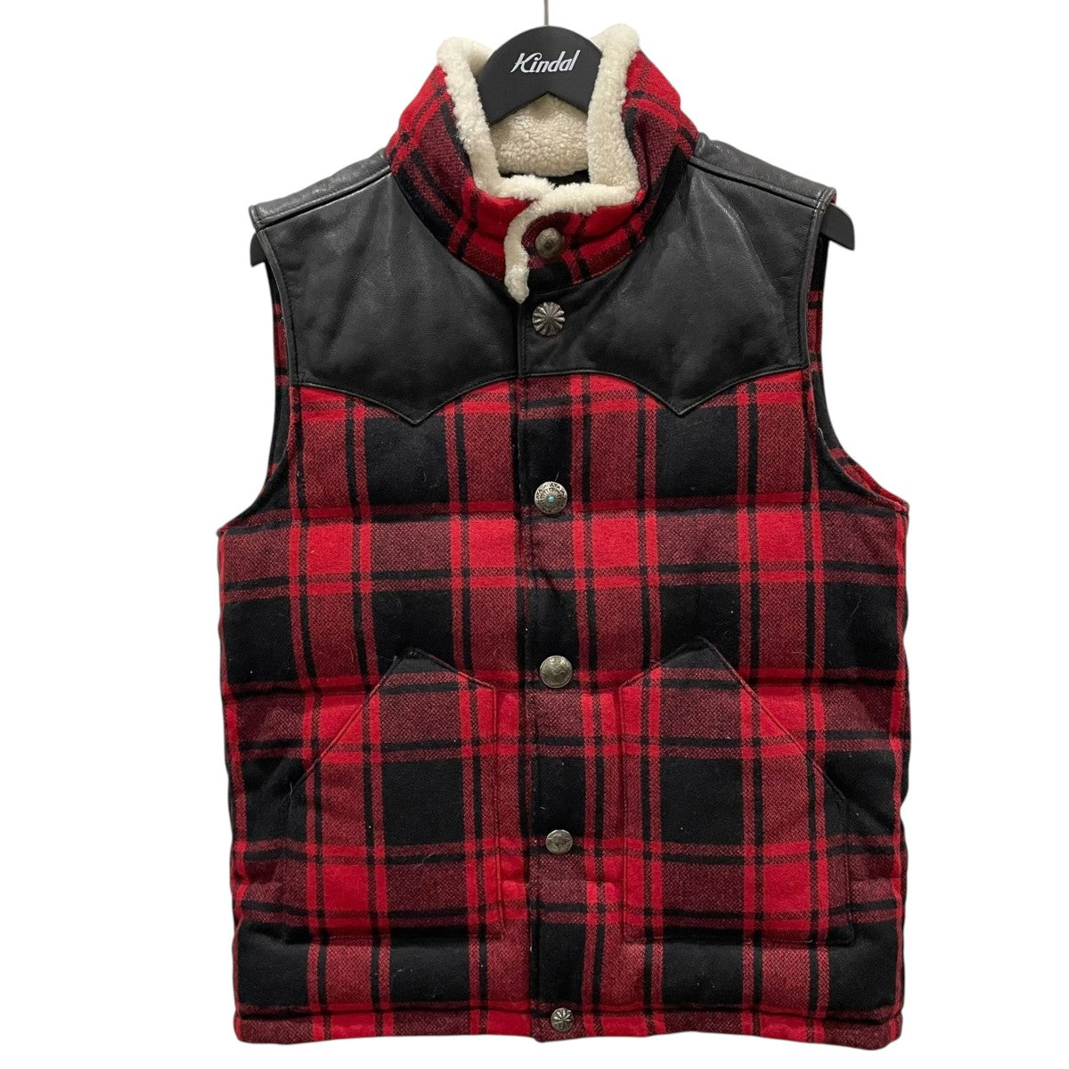 Rothman 赤黒チェック ダウンベスト Ron Herman(ロンハーマン) 17AW コンチョボタン チェック柄ダウン