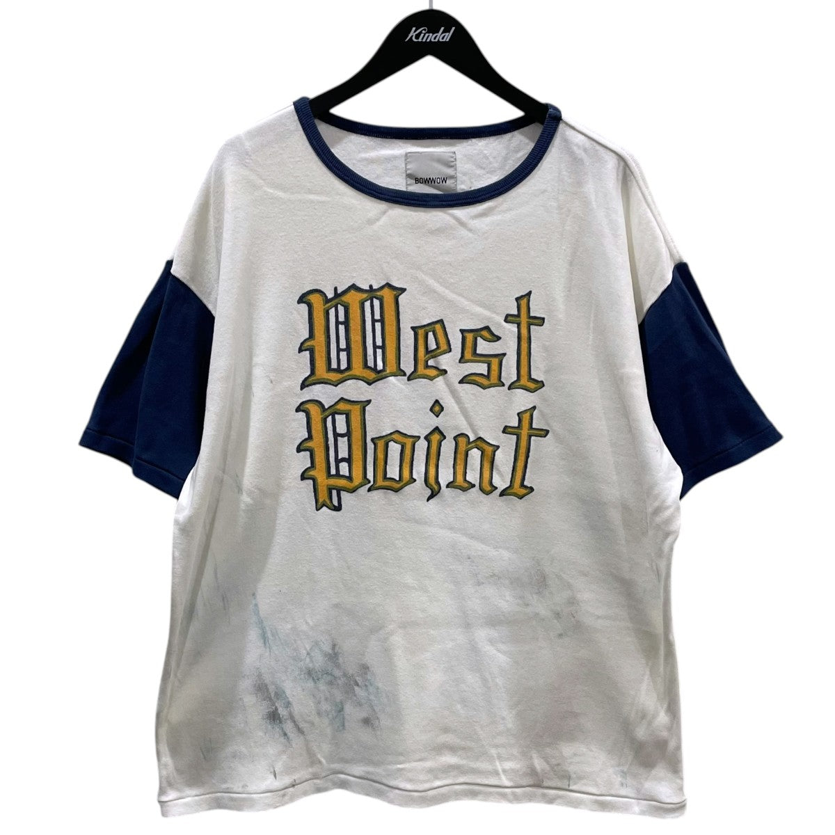 BOWWOW 25SS 加工Tシャツ WEST POINT LOGO RIBBED SS CS ウエスト・ポイントロゴ リブ ショートスリーブカットソー BW251-WLRCA 古着・中古-1枚目のアイテム画像