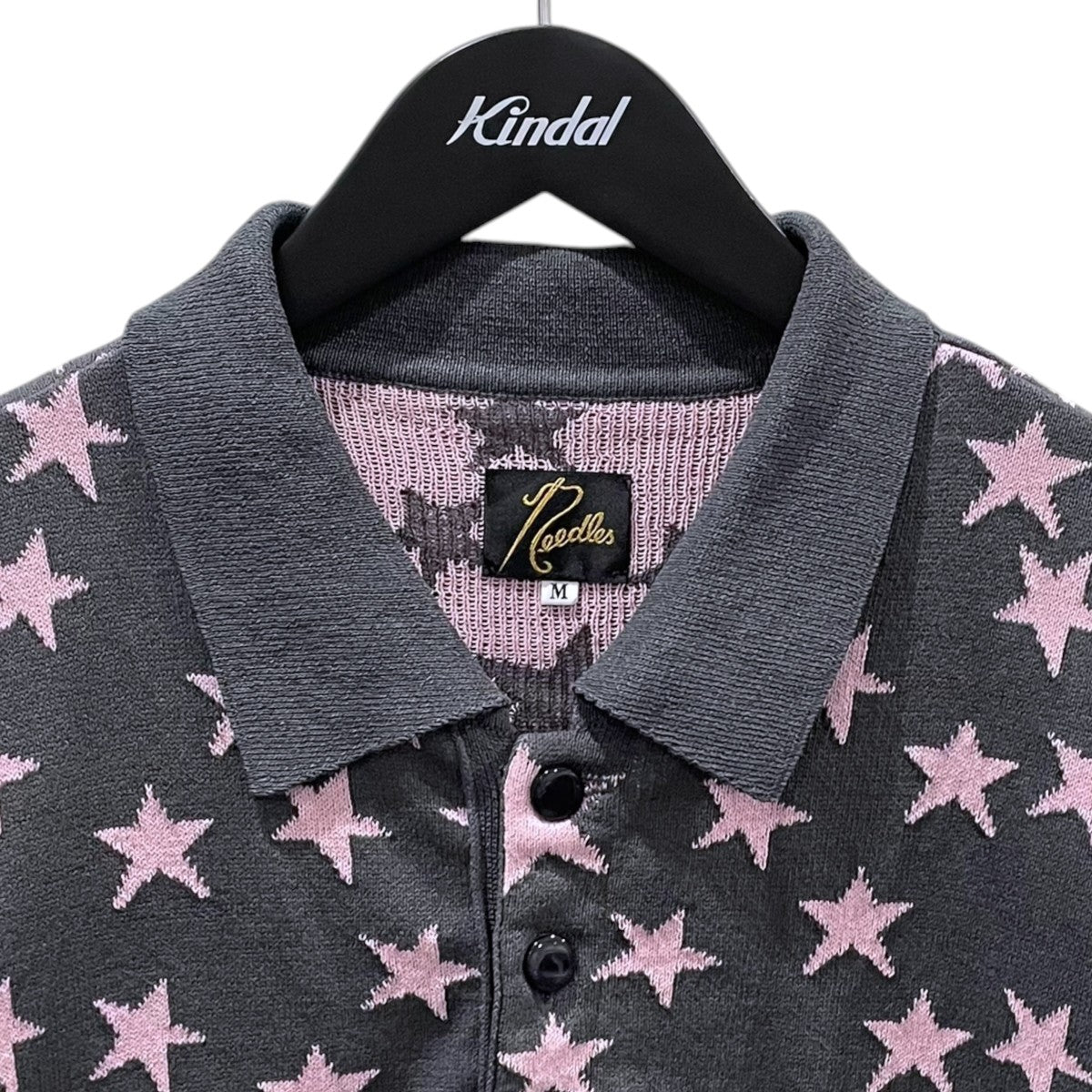 25SS 星柄半袖ポロシャツ S／S Polo Sweater - PE／Washi Knit ／ Star ショートスリーブ ポロ セーター ポリエステル ワシ ニット スター QV375