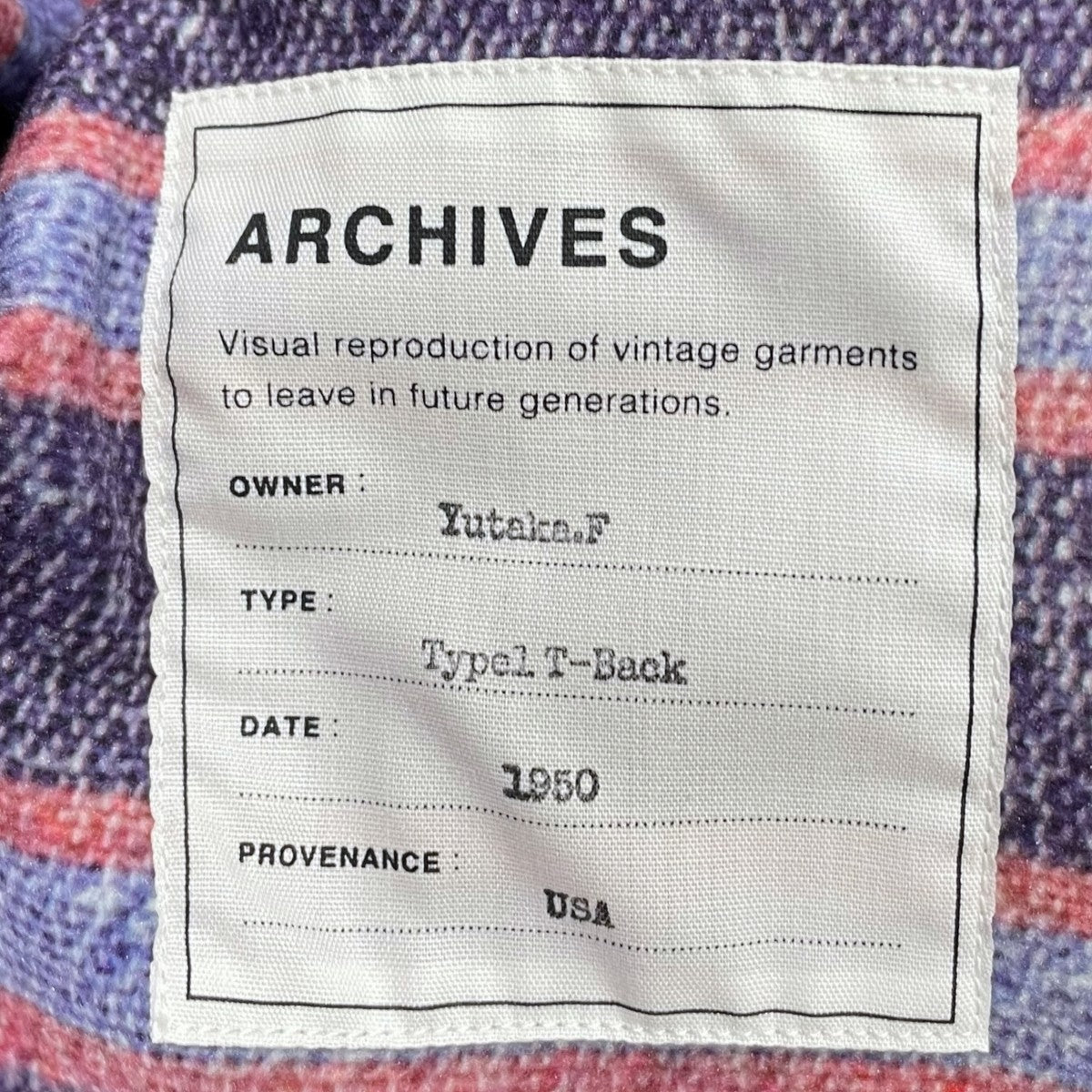 デニム転写ジャケット Trompe L’oeil Printed Jacket 1950 Type-1 T-Back TA-2001