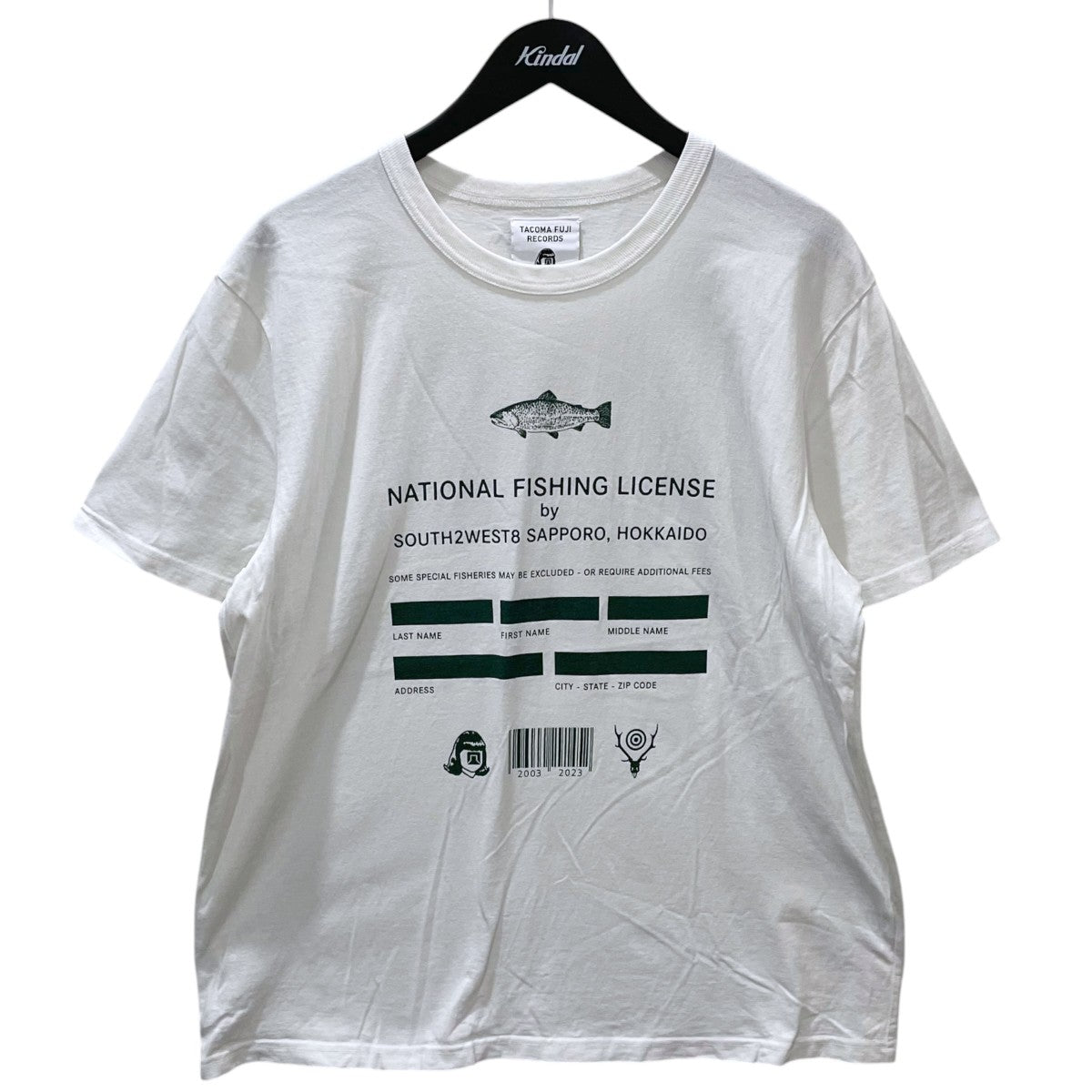 south2 west8×TACOMA FUJI RECORDS 23SS プリントTシャツ FISHING LICENSE TEE フィッシング ライセンス ティー 20周年記念 古着・中古-1枚目のアイテム画像