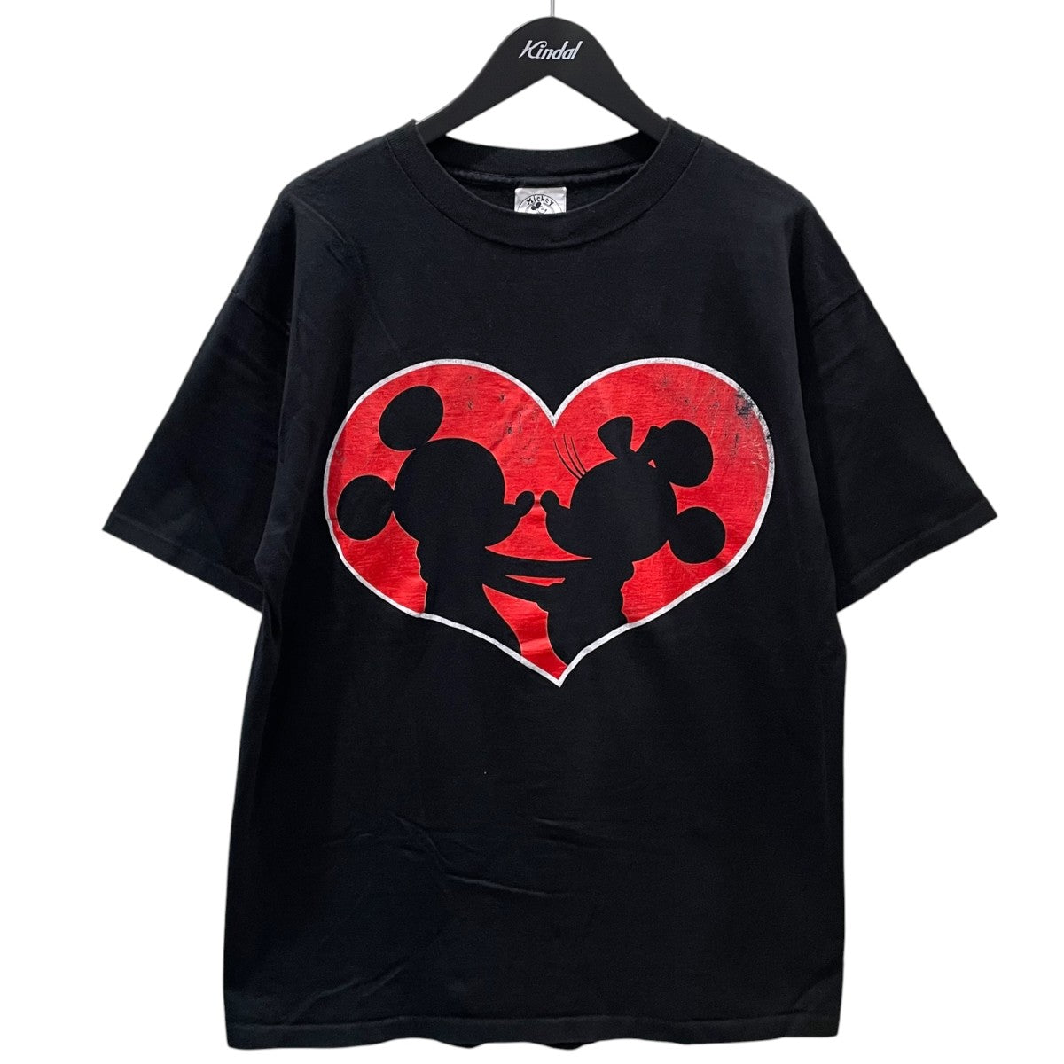 Mickey ＆ Co． by J．G． Hook プリントTシャツ Mickey ＆ Minnie Heart Kiss USA製 古着・中古-1枚目のアイテム画像